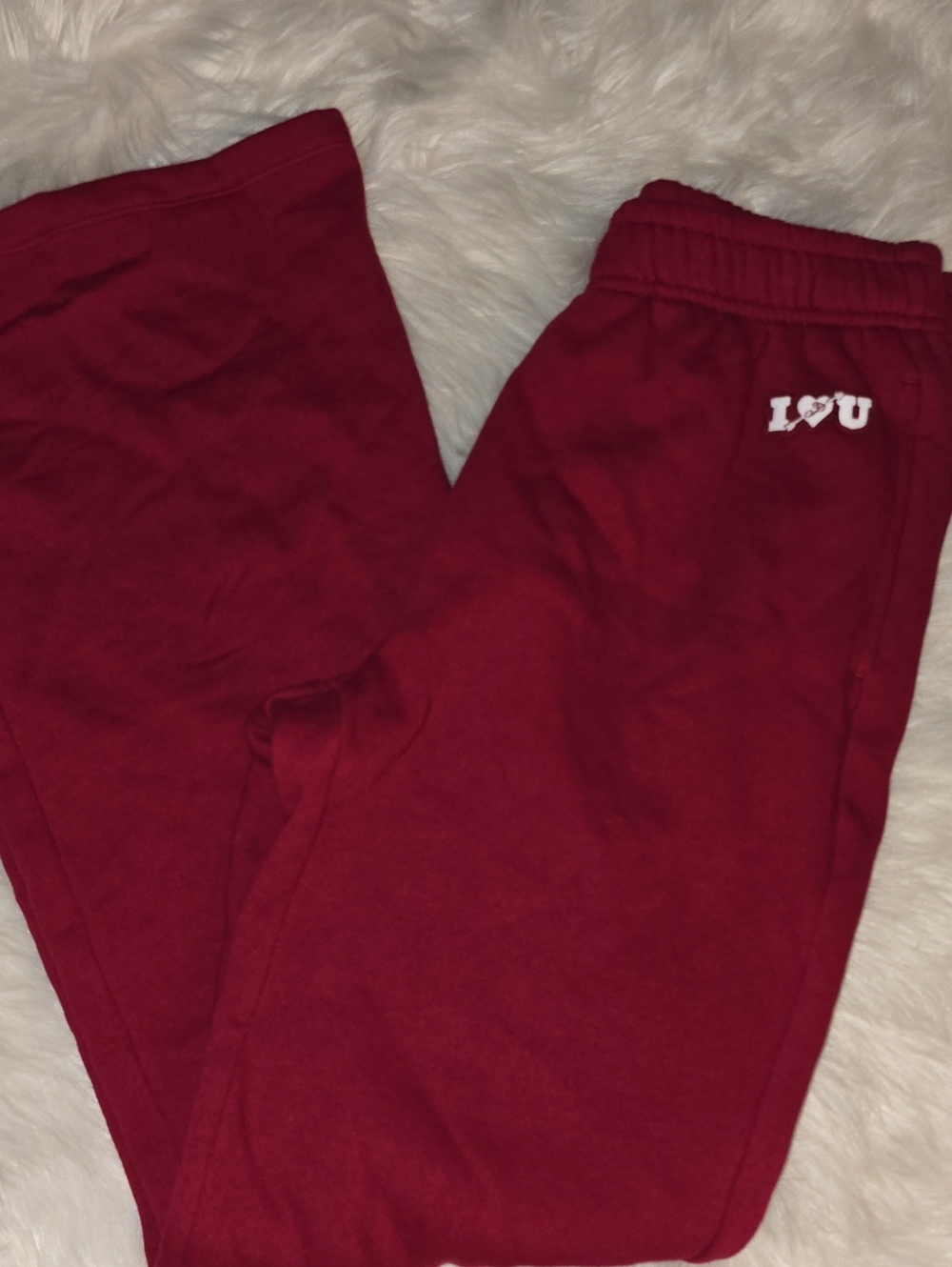 PINK Victoria's Secret Burgundy I Love You Wide Leg Sweatpants SIZE S
